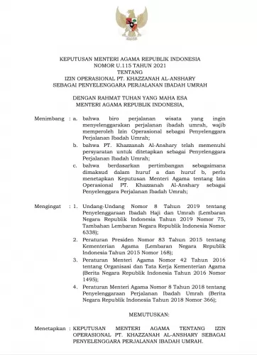 Nomor Izin Umroh